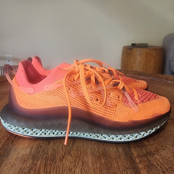 Adidas 4D FUSIO Screaming Orange Solar Ultra Primeknit Sneakers FZ2414 Mens 6 - Picture 1 of 14